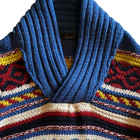 Zara Man Chunky Heavy Sweater Men’s Size XL Cowl Neck Fisherman's Acrylic Wool - Picture 4 of 16